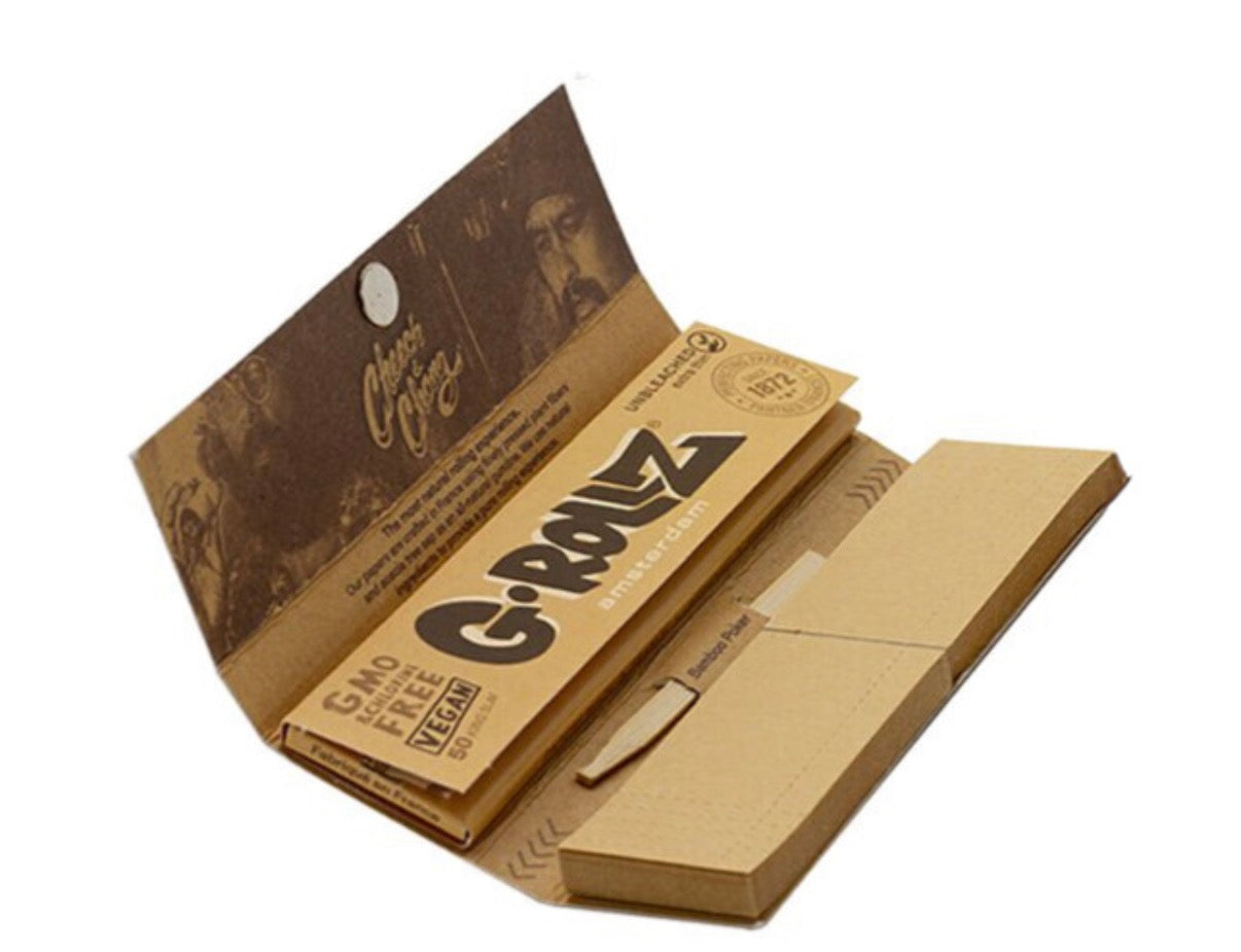 G-Rollz Cheech & Chong |Unbleached Kingsize Papers Tips & Poker