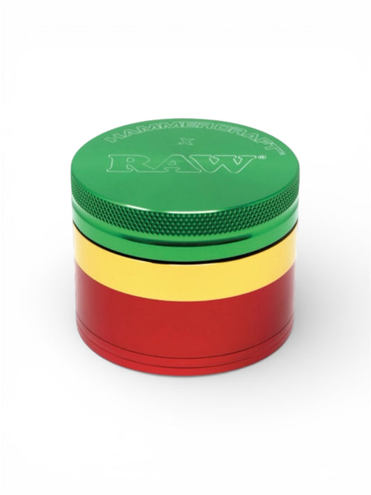 Hammercraft x RAW 4-Piece Grinders | RASTA | 2” |2.2”|2.5”
